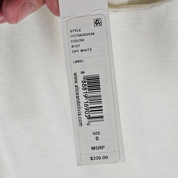 NWT $330 ALICE + OLIVIA Peplum Moira Off White Dress Size 0 - Picture 7 of 11